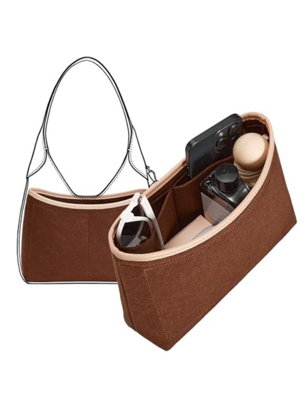 Purse Organizer Insert for Coach Brooklyn 28 Shoulder Bag Brown